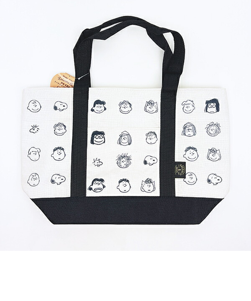 スヌーピー 麻風保冷トートショッピングバッグ ランチ PEANUTS 75th Anniversary SNOOPY