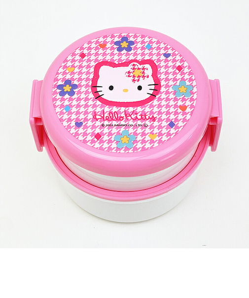 サンリオ ハローキティ 抗菌丸型ランチBOX2段 ランチ カオハナシリーズ 日本製 Sanrio