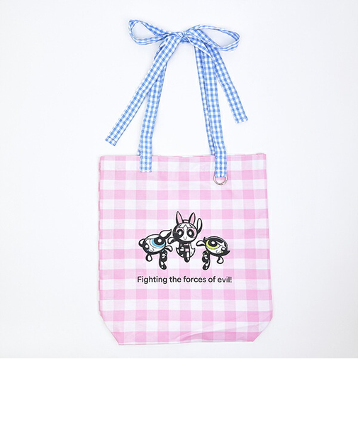 パワーパフガールズ ギンガムチェックトートバッグ ピンク パワパフ