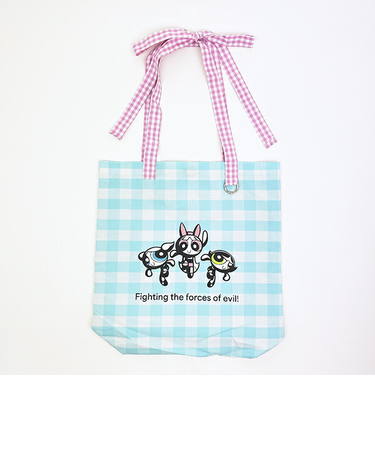 パワーパフガールズ ギンガムチェックトートバッグ サックス パワパフ