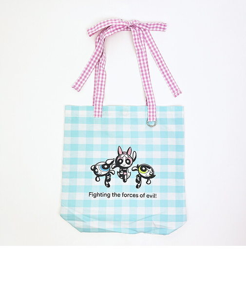 パワーパフガールズ ギンガムチェックトートバッグ サックス パワパフ