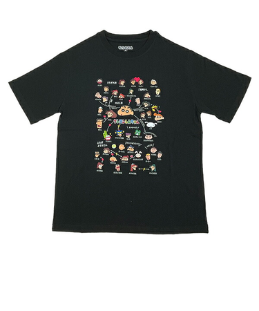 クレヨンしんちゃん 相関図 Tシャツ Mサイズ (ブラック) アパレル