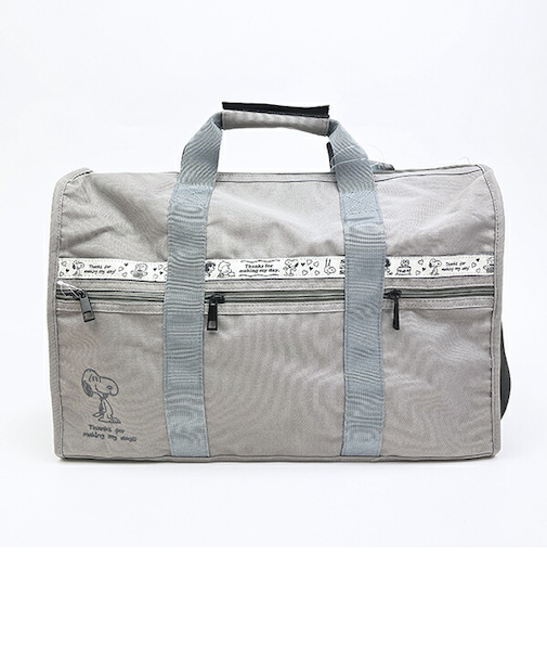 スヌーピー ボストンバッグ (ライトグレー) トラベル SNOOPY