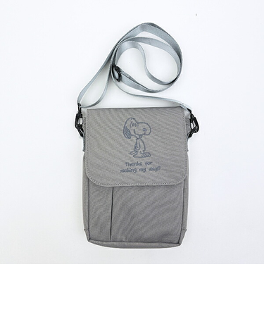 スヌーピー パスポートショルダーバッグ (ライトグレー) トラベル SNOOPY