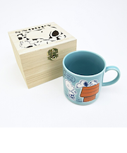スヌーピー 木箱入マグカップ (ブルー) コップ 日本製 SNOOPY