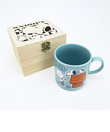 スヌーピー 木箱入マグカップ (ブルー) コップ 日本製 SNOOPY