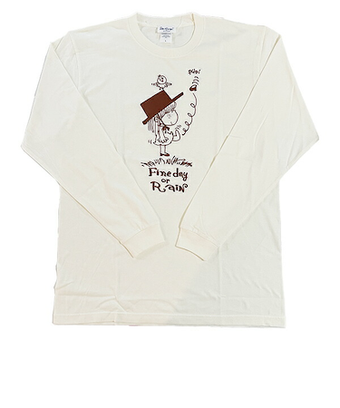 水森亜土 刺繍ロングスリーブTシャツ オンナノコ アイボリー 長袖 アパレル