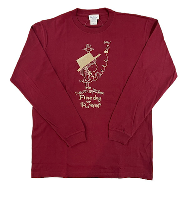 水森亜土 刺繍ロングスリーブTシャツ オンナノコ バーガンディー 長袖 アパレル