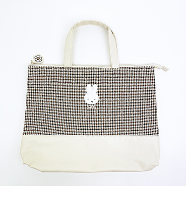 ミッフィー miffy レッスンバッグ (アイボリー) キルティングチェック