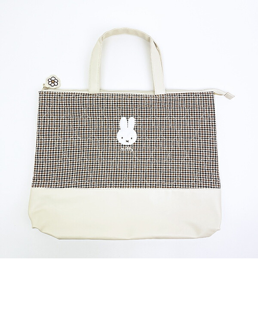 ミッフィー miffy レッスンバッグ (アイボリー) キルティングチェック