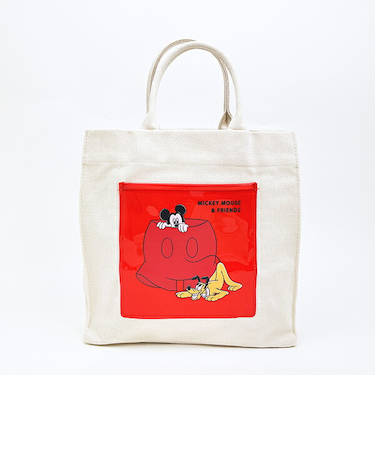 ディズニー ミッキー&プルート トートバッグ レッド CATCH ME シリーズ Disney