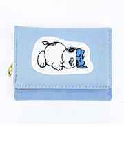 スヌーピー オラフ ファスナー三つ折り財布 アップリケ ブルー SNOOPY