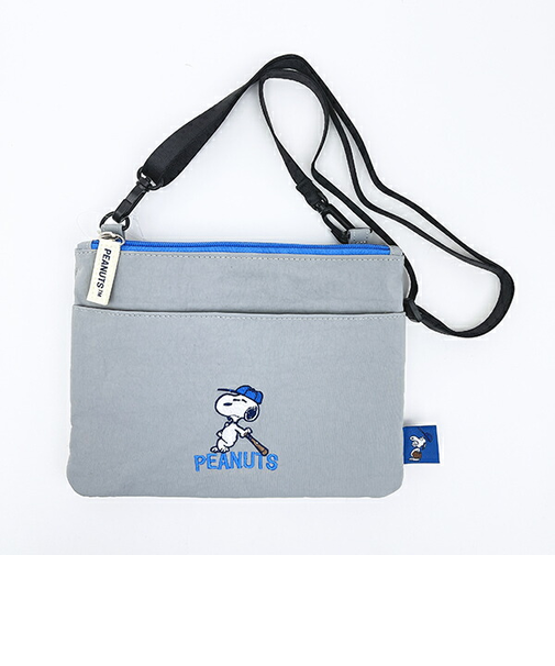 スヌーピー 2ルームショルダーバッグ グレー ベースボール SNOOPY