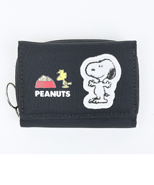 スヌーピー コンパクト三つ折り財布 ブラック SNOOPY