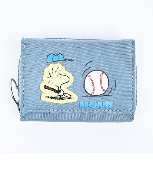スヌーピー ウッドストック コンパクト三つ折り財布 ブルー SNOOPY