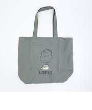 スヌーピー ライナス トートバッグ アップリケ刺しゅう グレー SNOOPY