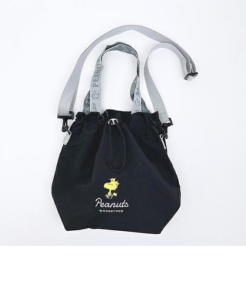 スヌーピー ウッドストック 巾着ショルダーバッグ ブラック SNOOPY