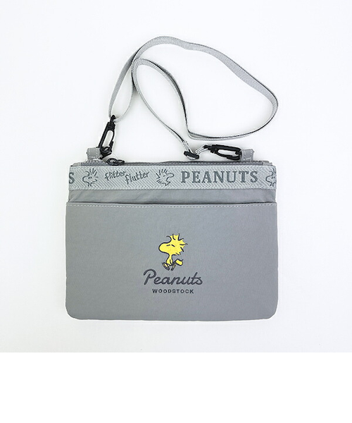 スヌーピー ウッドストック 2ルームショルダーバッグ グレー SNOOPY