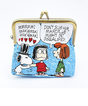 スヌーピー 畳刺繍ミニポーチ がま口 ハート SNOOPY