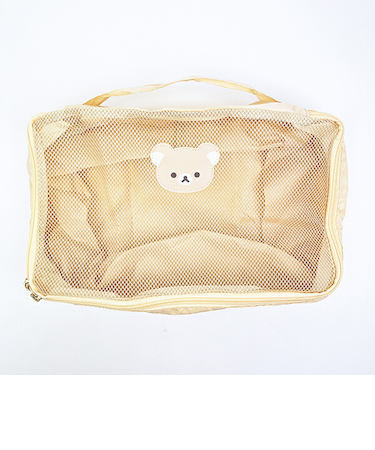 リラックマ フェイス 圧縮ポーチ ベージュ 旅行 トラベル