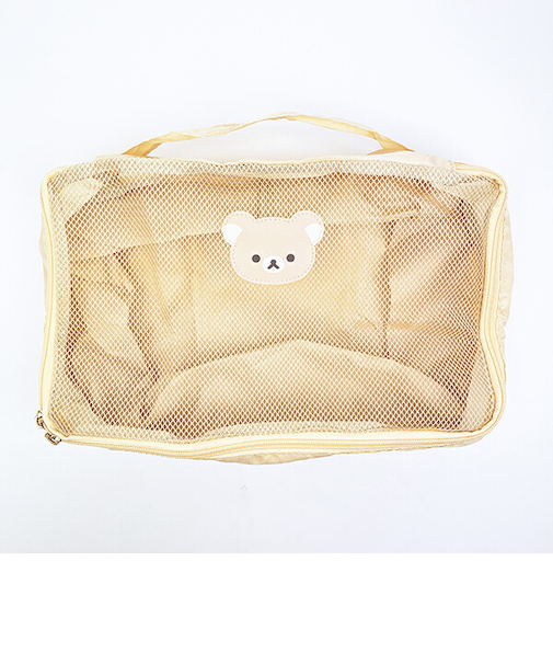 リラックマ フェイス 圧縮ポーチ ベージュ 旅行 トラベル