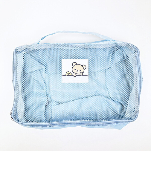 リラックマ リラックマ＆キイロイトリ 圧縮ポーチ ブルー 旅行 トラベル