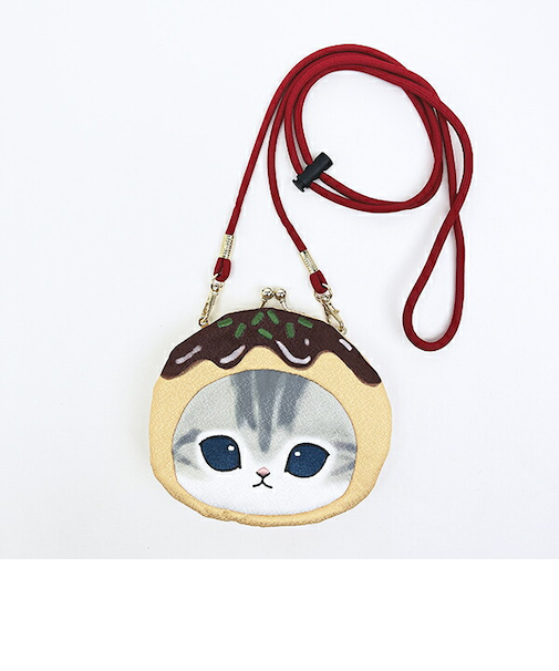 モフサンド たこやきにゃん ちりめん フェイスがま口ポーチ