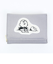 スヌーピー スヌーピー＆チャーリーブラウン ファスナー三つ折り財布 グレー SNOOPY
