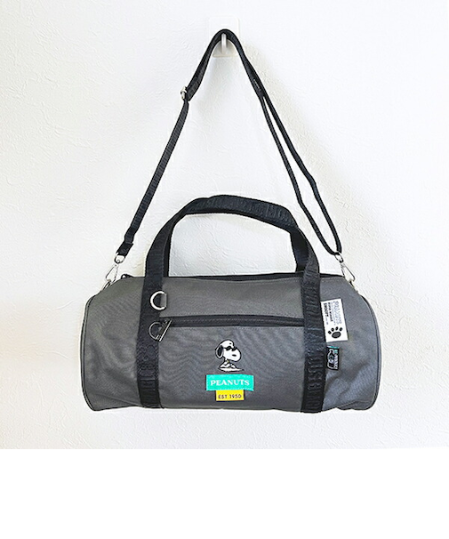 スヌーピー ジョー・クール ショルダー付きロールボストンバッグ グレー 2WAY RE-PET SNOOPY