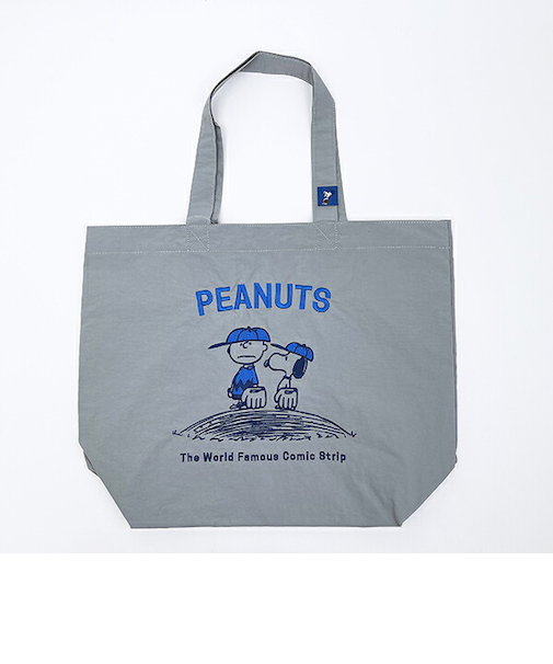 スヌーピー チャーリーブラウン トートバッグ (グレー) ベースボールシリーズ SNOOPY