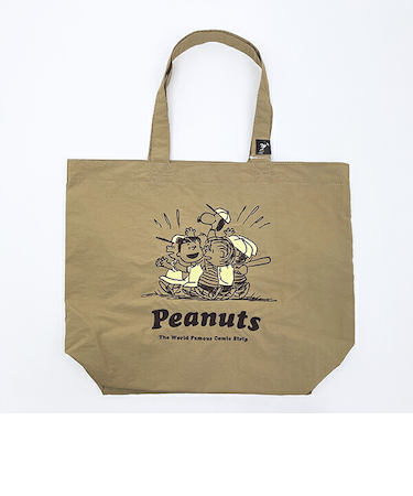 スヌーピー チャーリーブラウン トートバッグ (ベージュ) ベースボールシリーズ SNOOPY