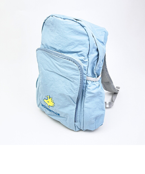 スヌーピー ウッドストック パッカブルリュックサック アップリケ刺しゅう ブルー バッグ SNOOPY