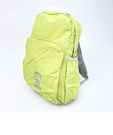 スヌーピー ライナス パッカブルリュックサック アップリケ刺しゅう グリーン バッグ SNOOPY