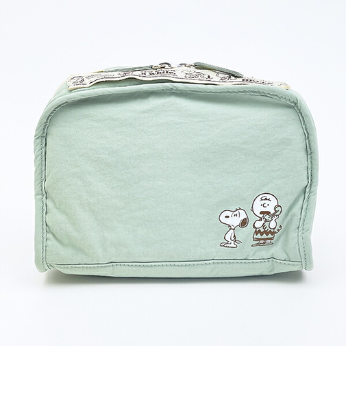 スヌーピー チャーリーブラウン 仕切りたくさんポーチ トラベル グリーン SNOOPY