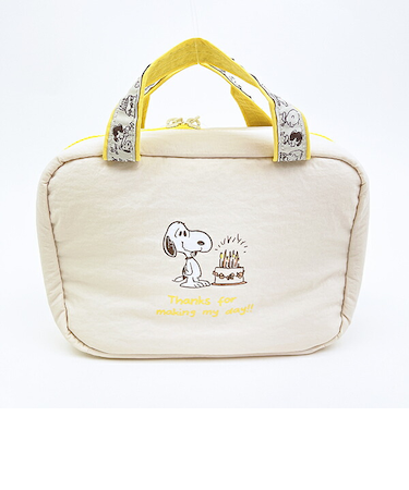 スヌーピー 2WAY吊下げポーチ トラベル アイボリー SNOOPY