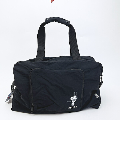 スヌーピー パッカブルボストン トラベルバッグ ブラック SNOOPY