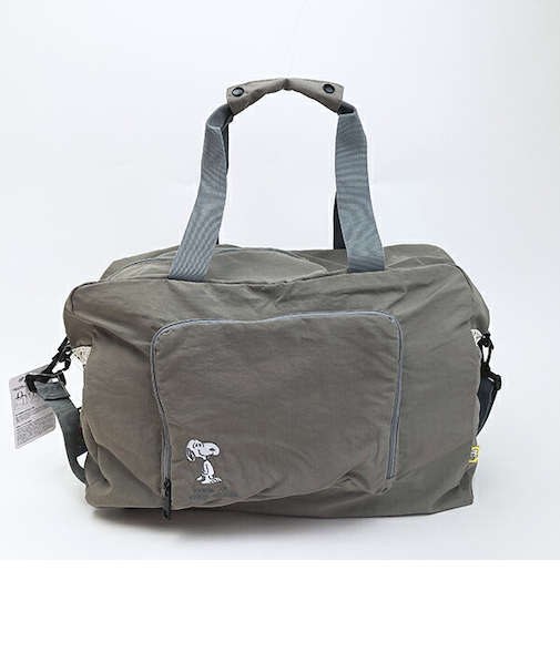 スヌーピー パッカブルボストン トラベルバッグ ライトグレー SNOOPY