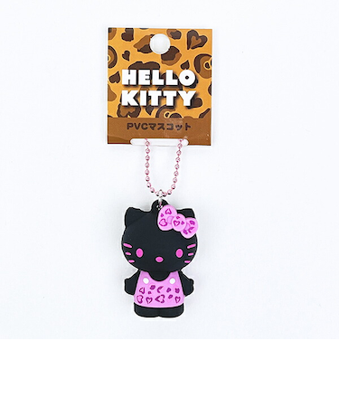 サンリオ ハローキティ ヒョウ柄シリーズ PVCマスコット ブラック 平成レトロ