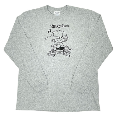 水森亜土 刺繍ロングスリーブTシャツ (ジテンシャ) グレー 長袖 アパレル