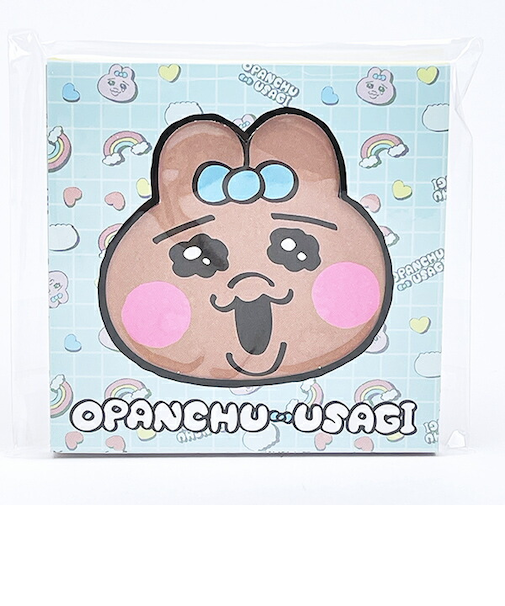 おぱんちゅうさぎ 窓付スクエアメモ (ブルー) 文具 日本製