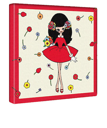 内藤ルネ キャンバスアート 赤い服の少女 インテリア アートパネル