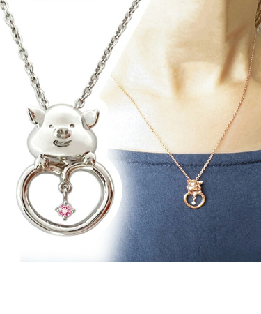 ぷーとん ジュエリー ［シルバー×ピンクトルマリン］ 天然石 ネックレス