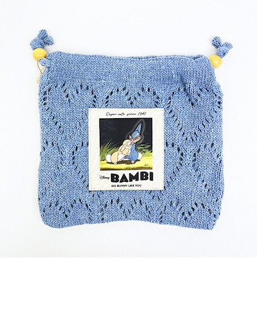 ディズニー ミスバニー ハートニット巾着ポーチ ブルー バンビ ACCOMMODE アコモデ Disney