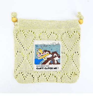 ディズニー クラリス ハートニット巾着ポーチ イエロー チップとデール ACCOMMODE アコモデ Disney