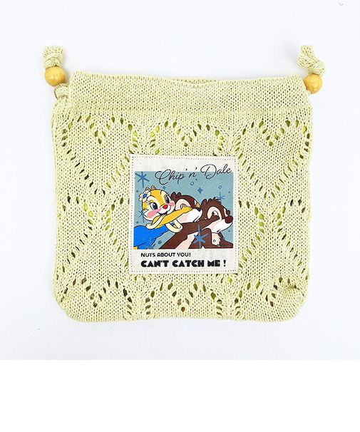 ディズニー クラリス ハートニット巾着ポーチ イエロー チップとデール ACCOMMODE アコモデ Disney