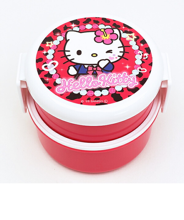 サンリオ ハローキティ 丸型ランチボックス2段（フォーク付き） お弁当箱 日本製 Sanrio