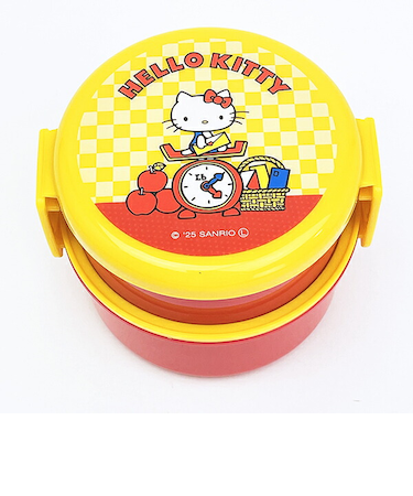 サンリオ ハローキティ 丸型ランチボックス2段（フォーク付き） お弁当箱 日本製 Sanrio