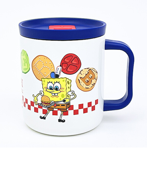 スポンジボブ フタ付きステンレスマグカップ ホワイト コップ