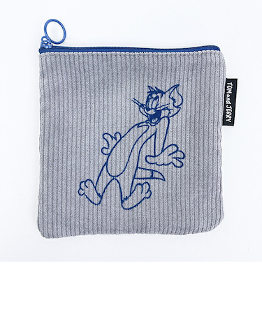 トムとジェリー (トム) フロッキー配色フラットポーチ トムジェリ