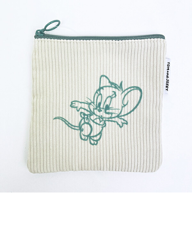 トムとジェリー (タフィー) フロッキー配色フラットポーチ トムジェリ